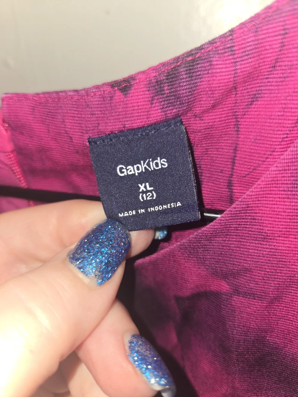 GAP Girls Sleeveless Floral Fit-and-Flare Dress in Magenta and Black